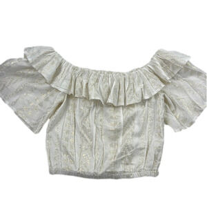 NWT Elan Women's Cropped Milkmaid Peasant Off the Shoulder Babydoll Coquette Top